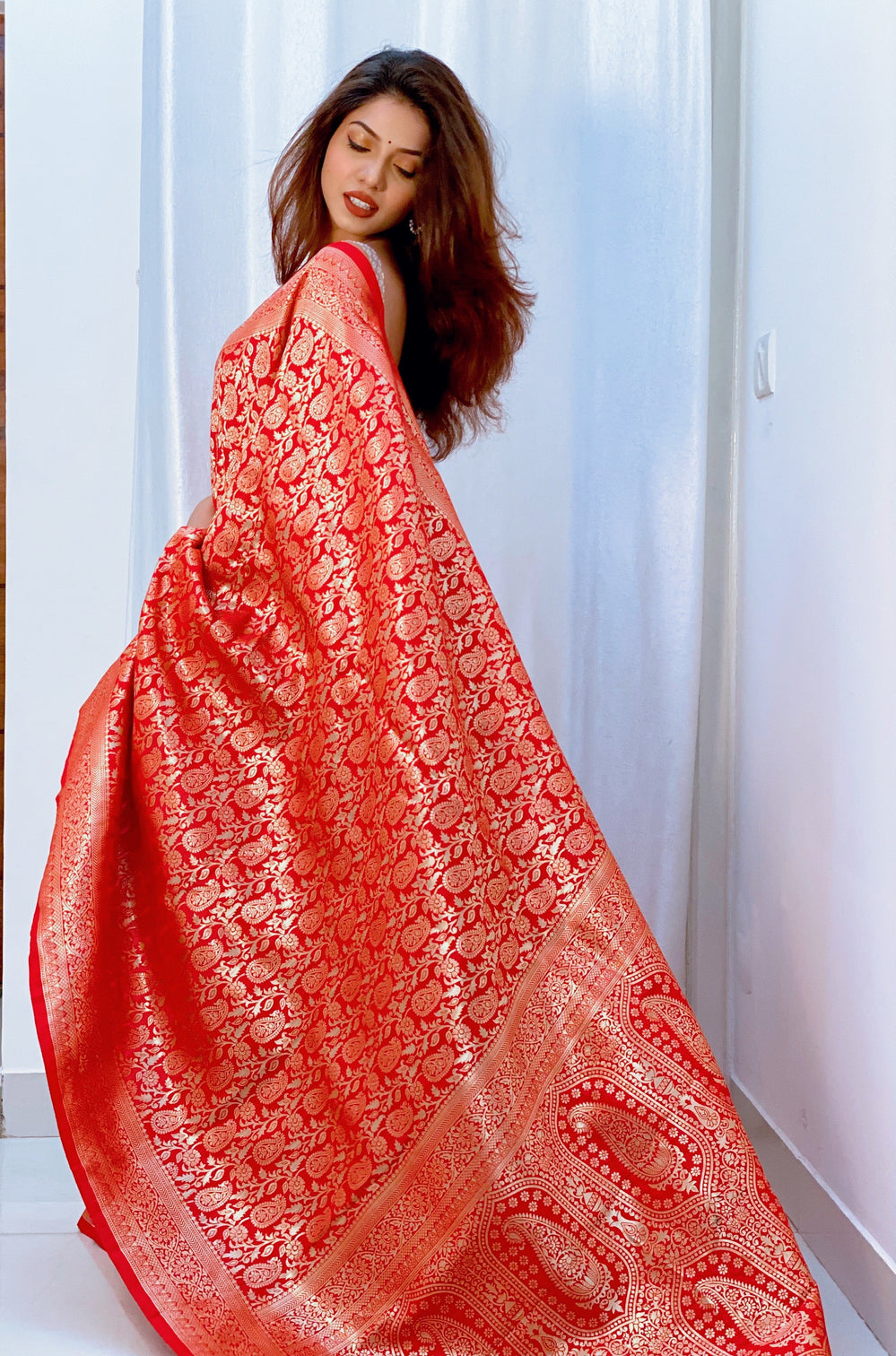 Pure banarasi silk saree with zari weaving