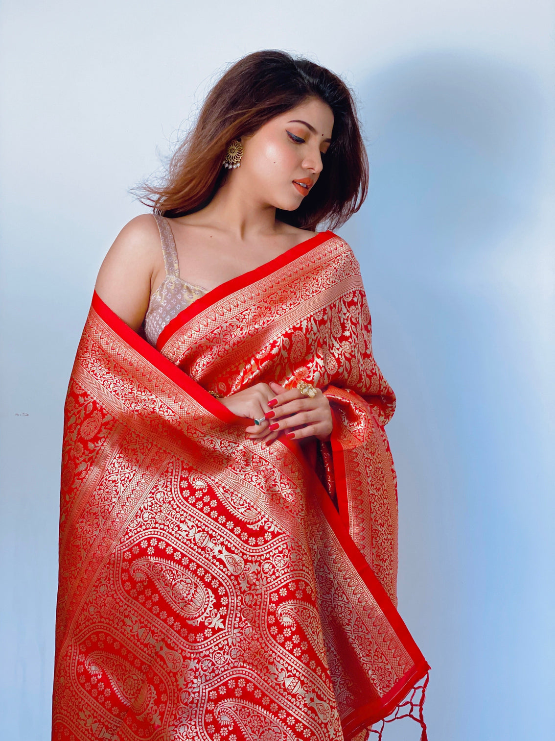 Pure banarasi silk saree with zari weaving