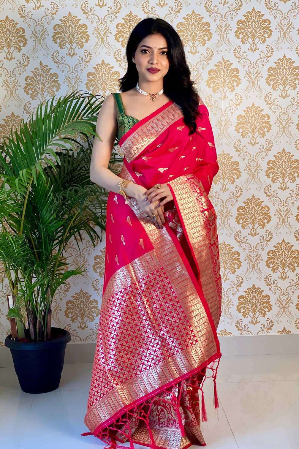 Pure banarasi silk saree with zari weaving