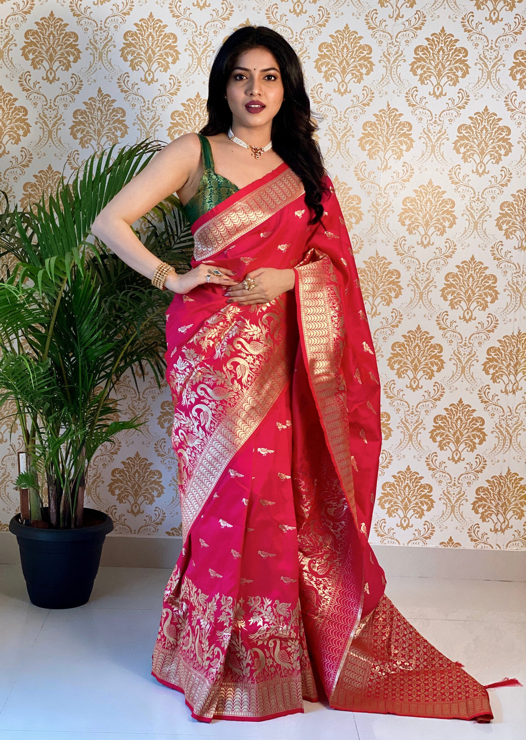 Pure banarasi silk saree with zari weaving