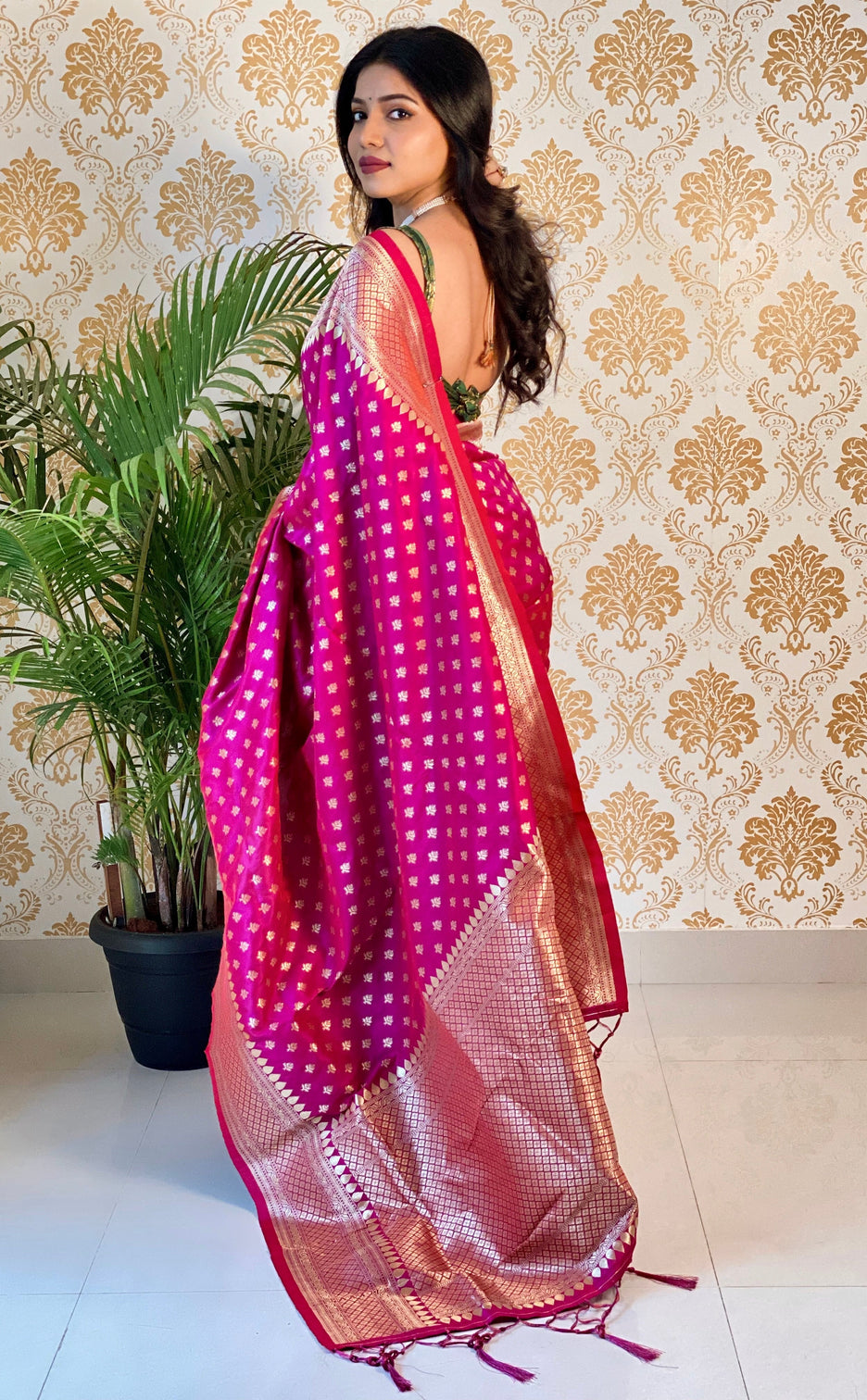 Pure banarasi silk saree with zari weaving