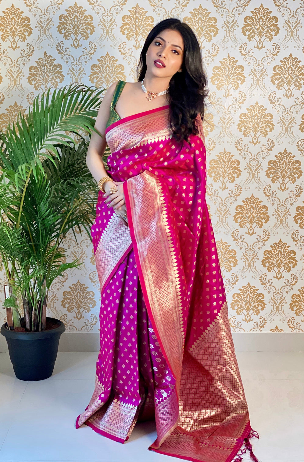 Pure banarasi silk saree with zari weaving