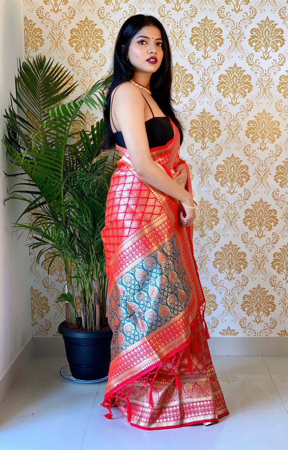 Pure banarasi silk saree with zari weaving