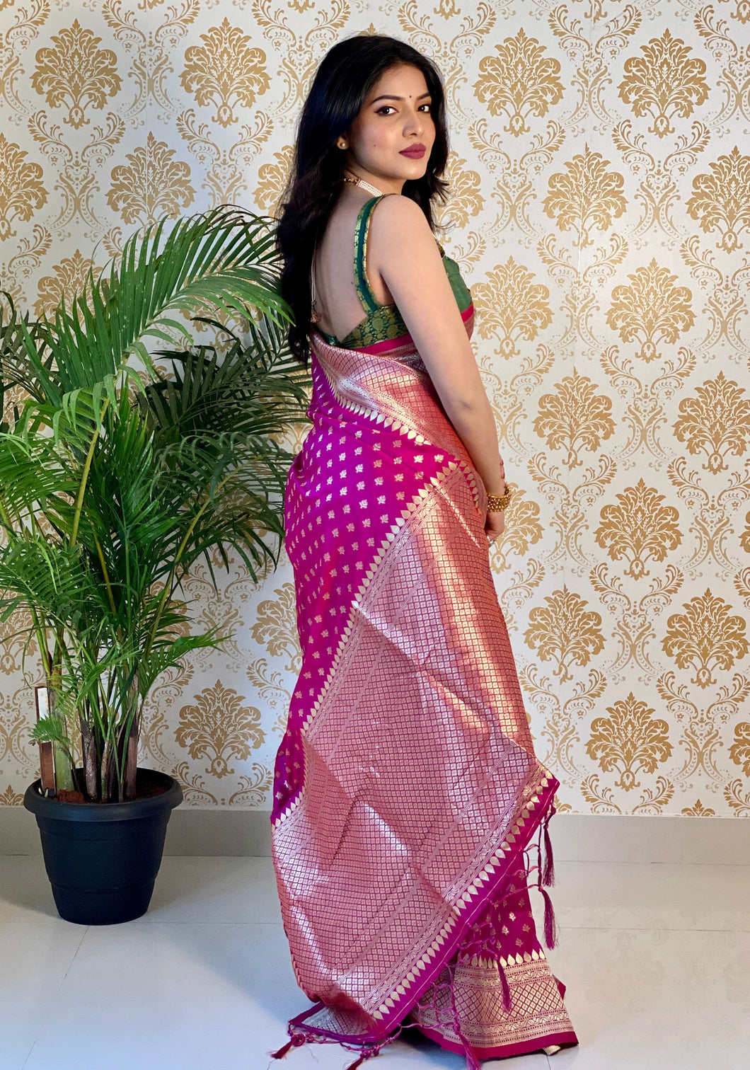 Pure banarasi silk saree with zari weaving