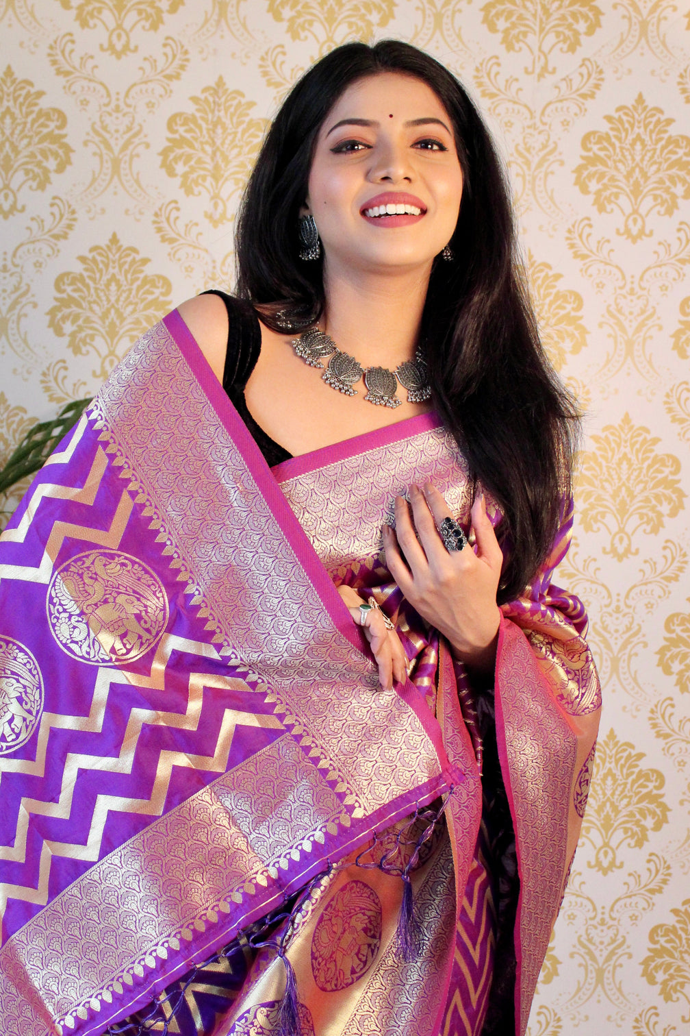 Pure banarasi silk saree with zari weaving