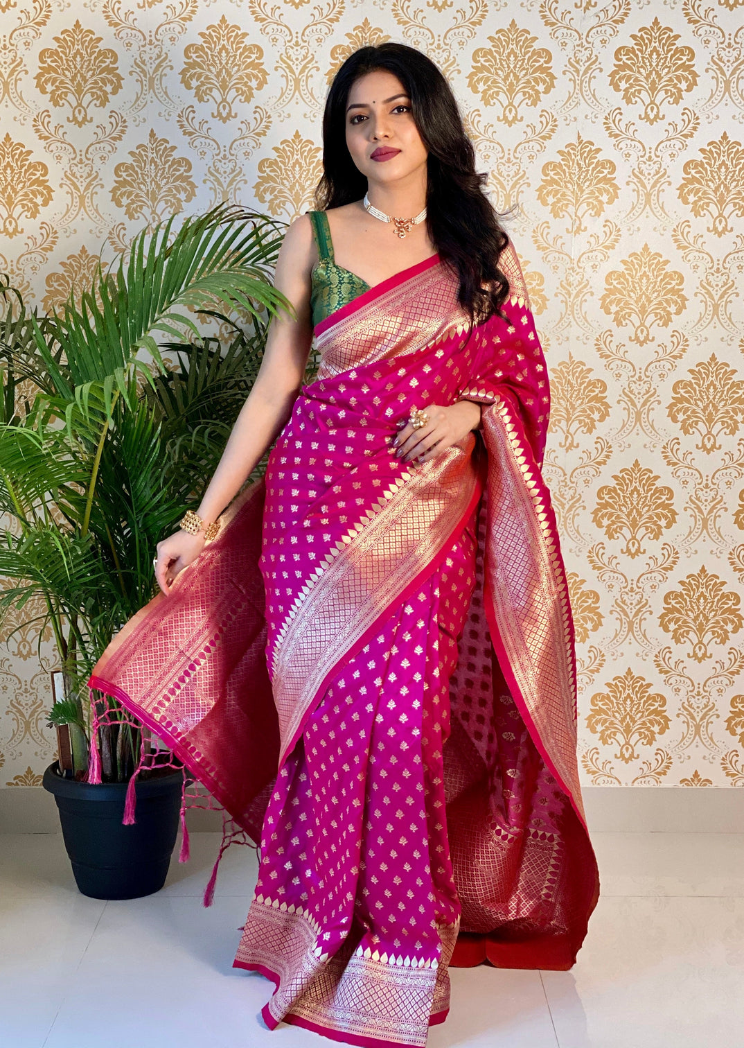 Pure banarasi silk saree with zari weaving