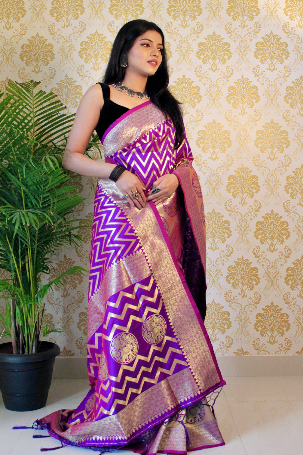 Pure banarasi silk saree with zari weaving