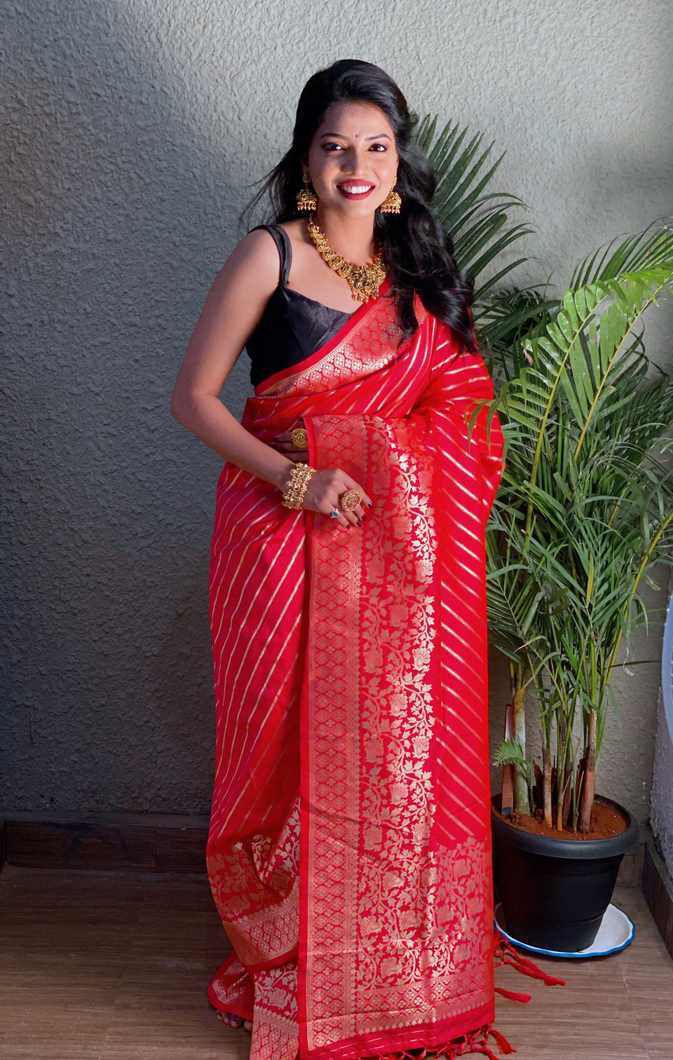 Pure banarasi silk saree with zari weaving