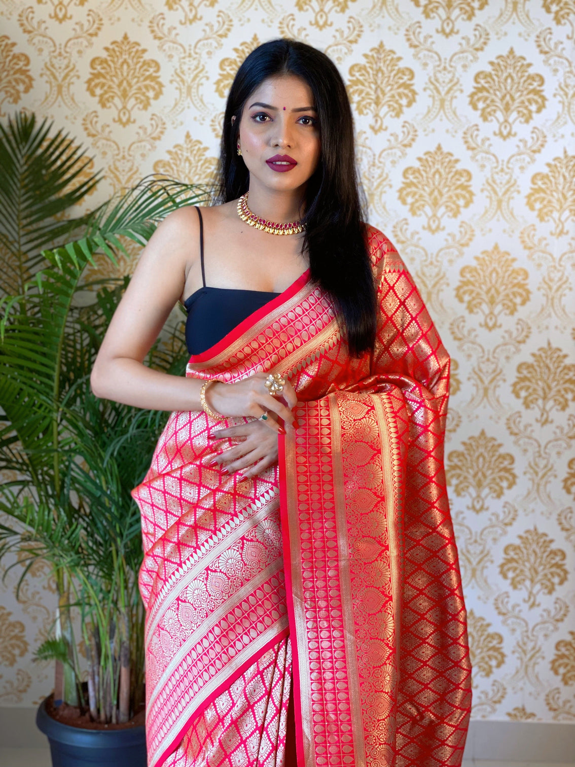 Pure banarasi silk saree with zari weaving