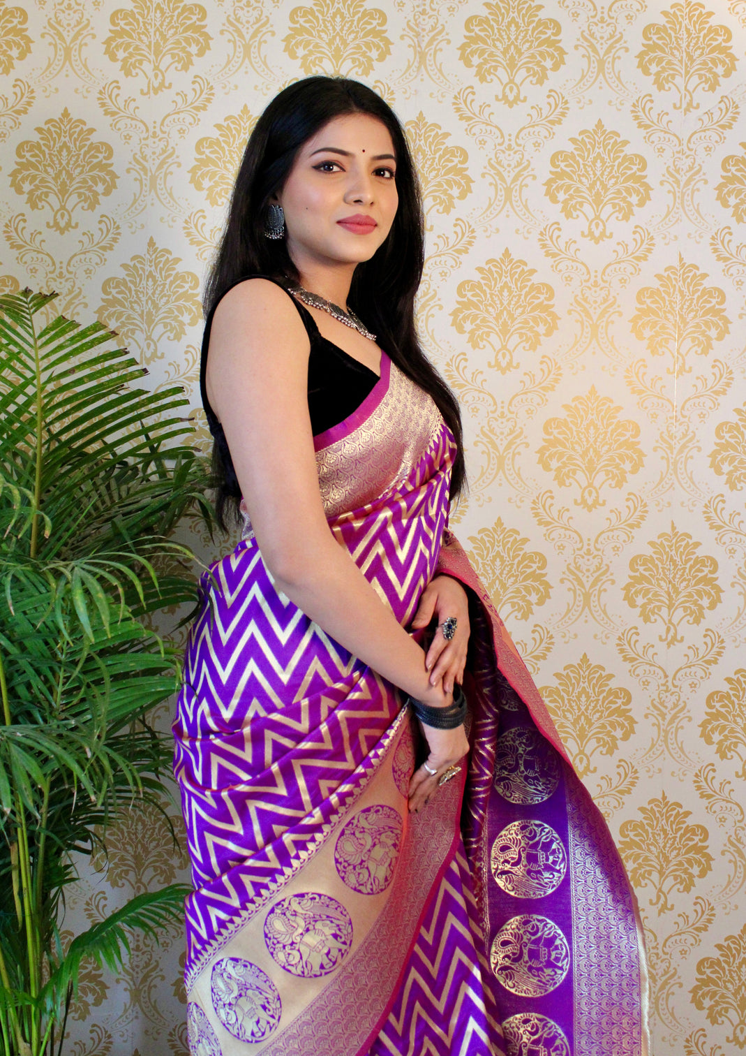 Pure banarasi silk saree with zari weaving