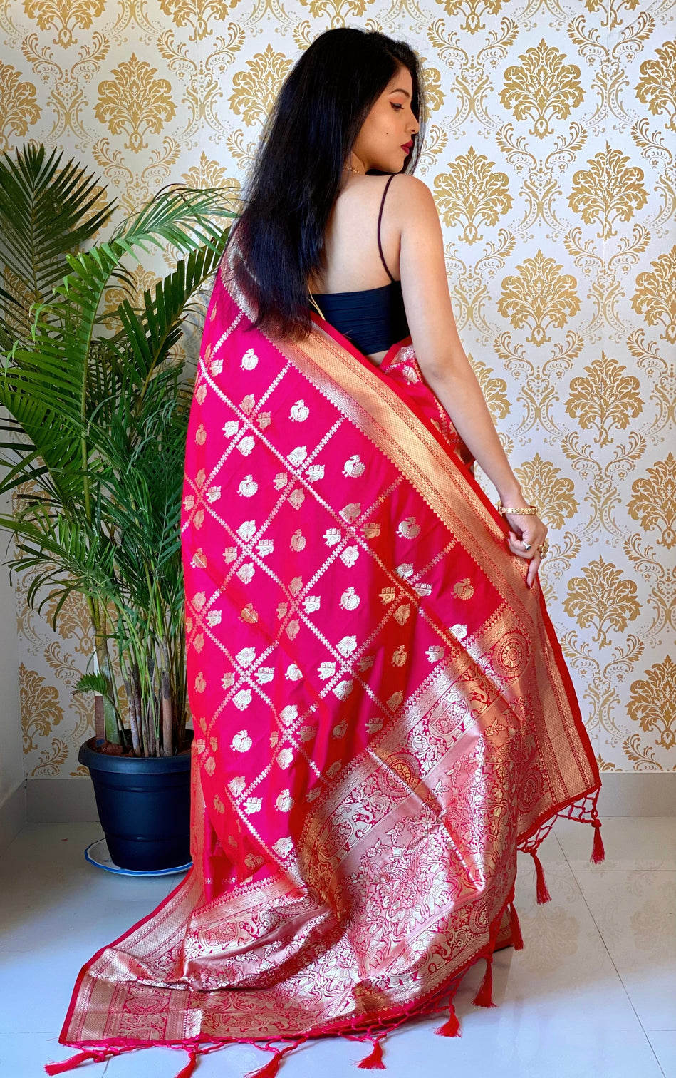Pure banarasi silk saree with zari weaving