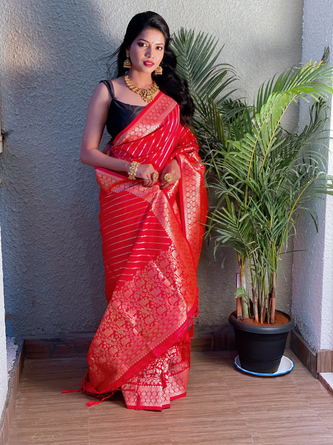 Pure banarasi silk saree with zari weaving