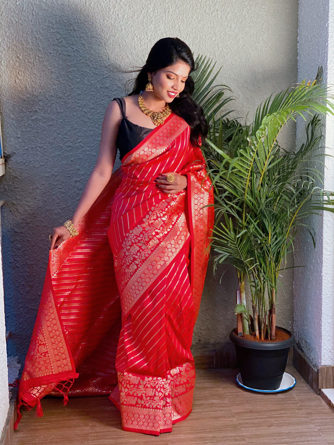 Pure banarasi silk saree with zari weaving