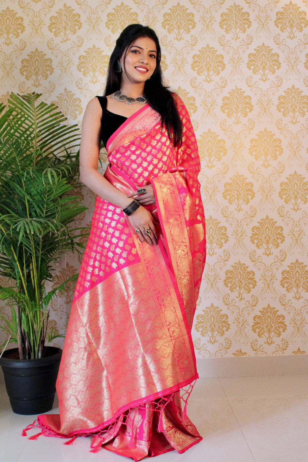Pure banarasi silk saree with zari weaving