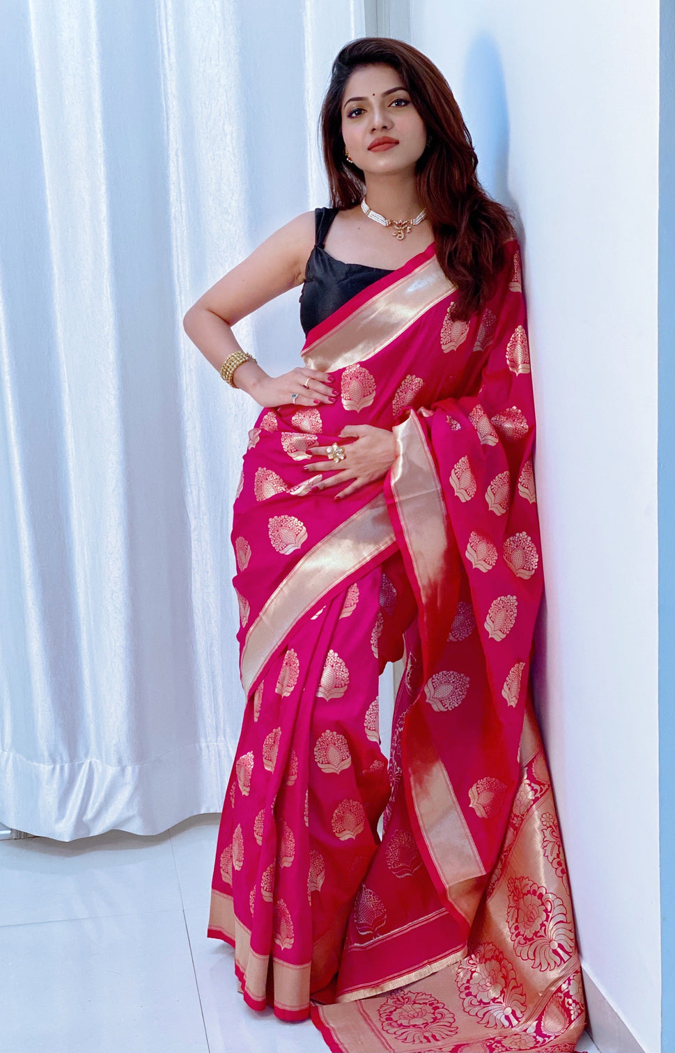 Pure banarasi silk saree with zari weaving