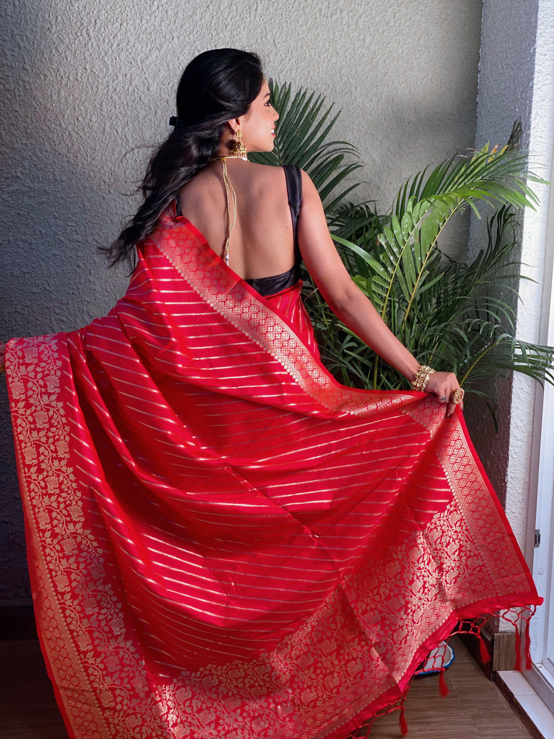 Pure banarasi silk saree with zari weaving