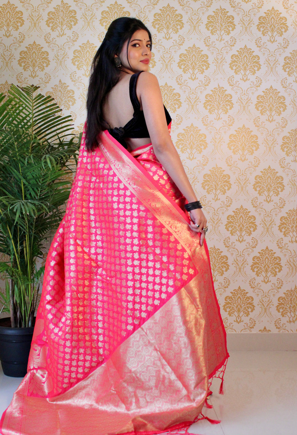 Pure banarasi silk saree with zari weaving