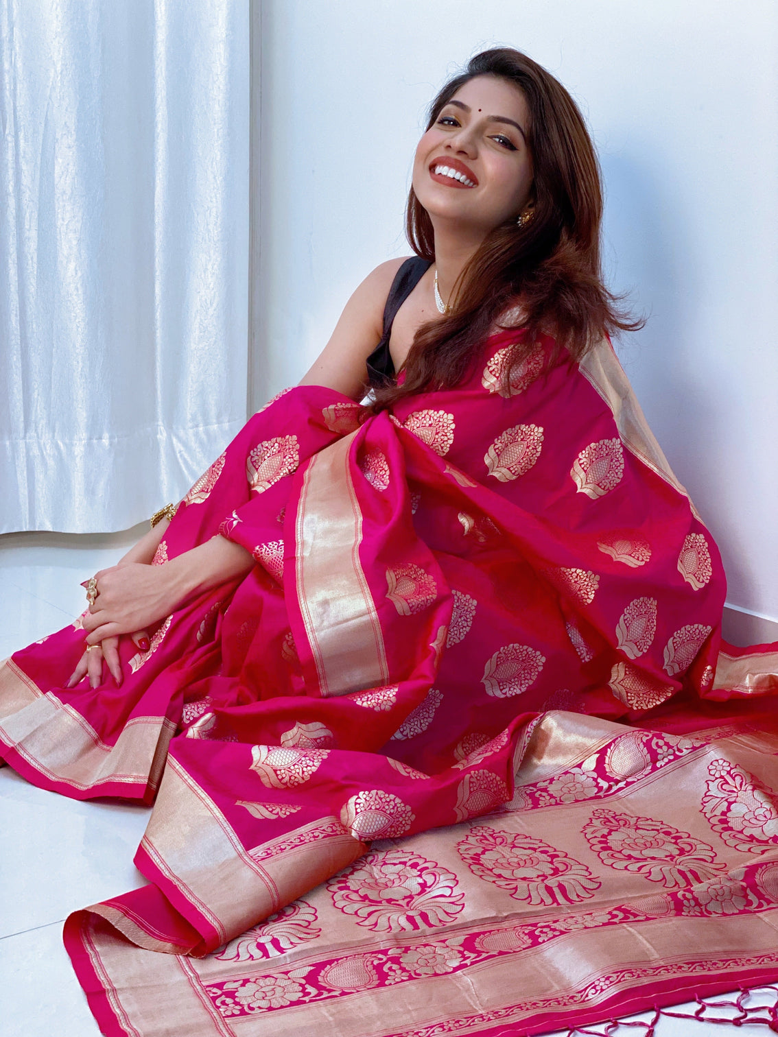 Pure banarasi silk saree with zari weaving
