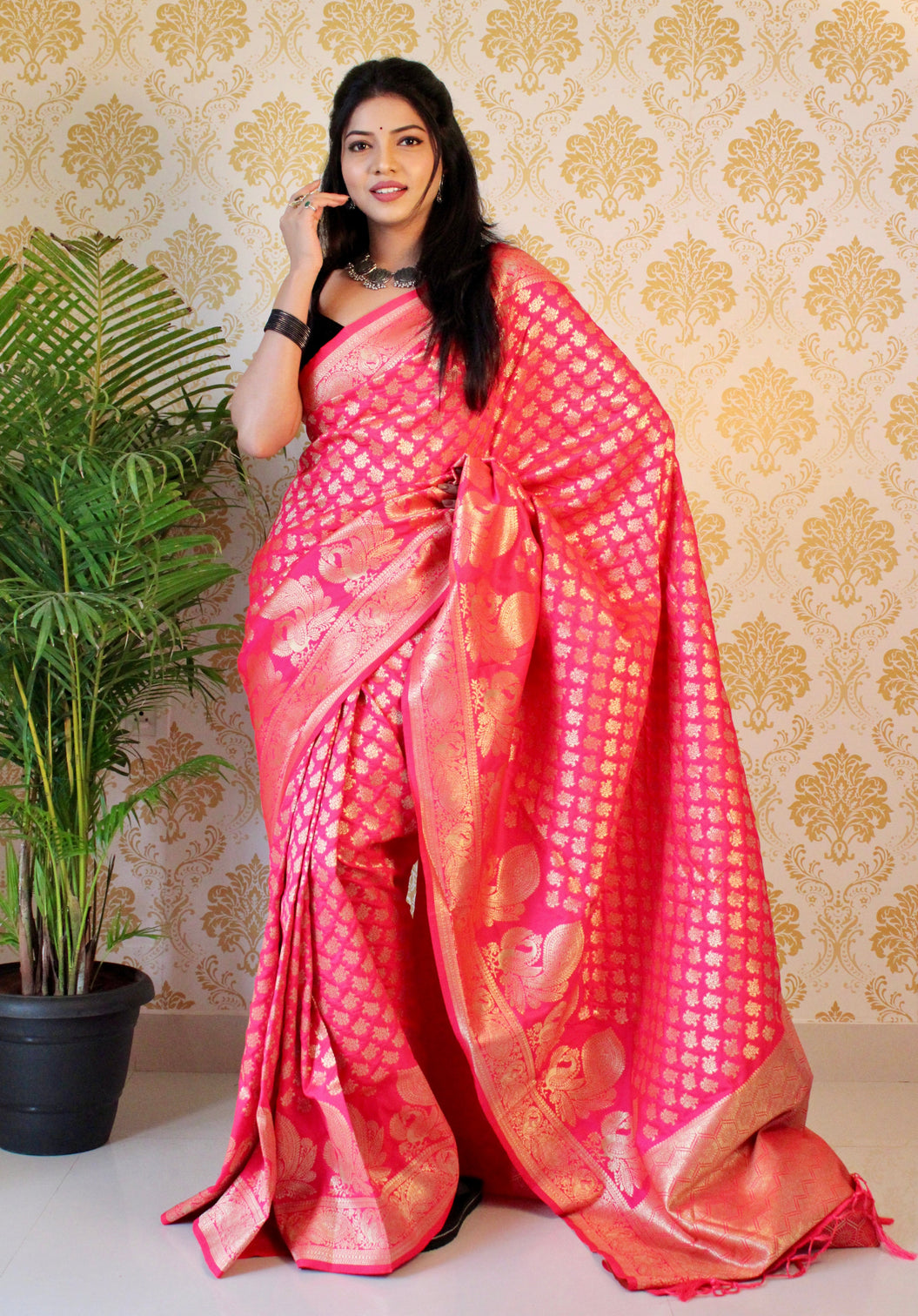 Pure banarasi silk saree with zari weaving