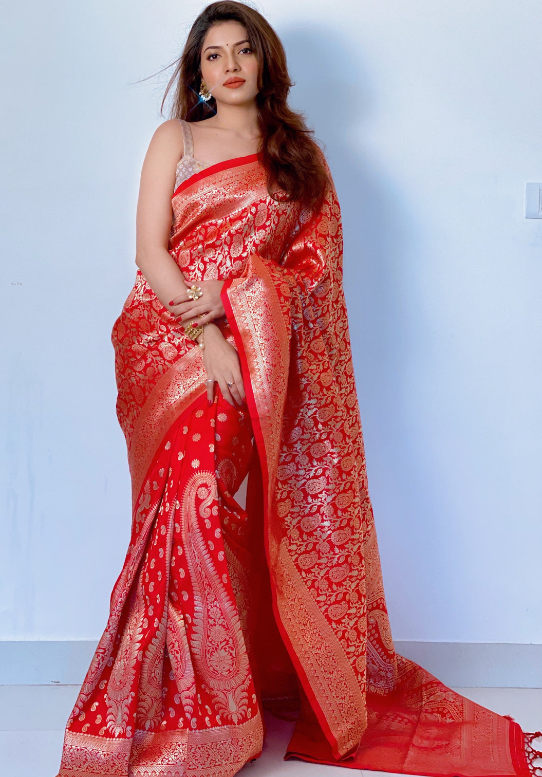 Pure banarasi silk saree with zari weaving