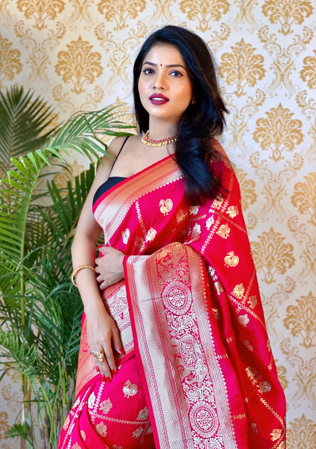 Pure banarasi silk saree with zari weaving
