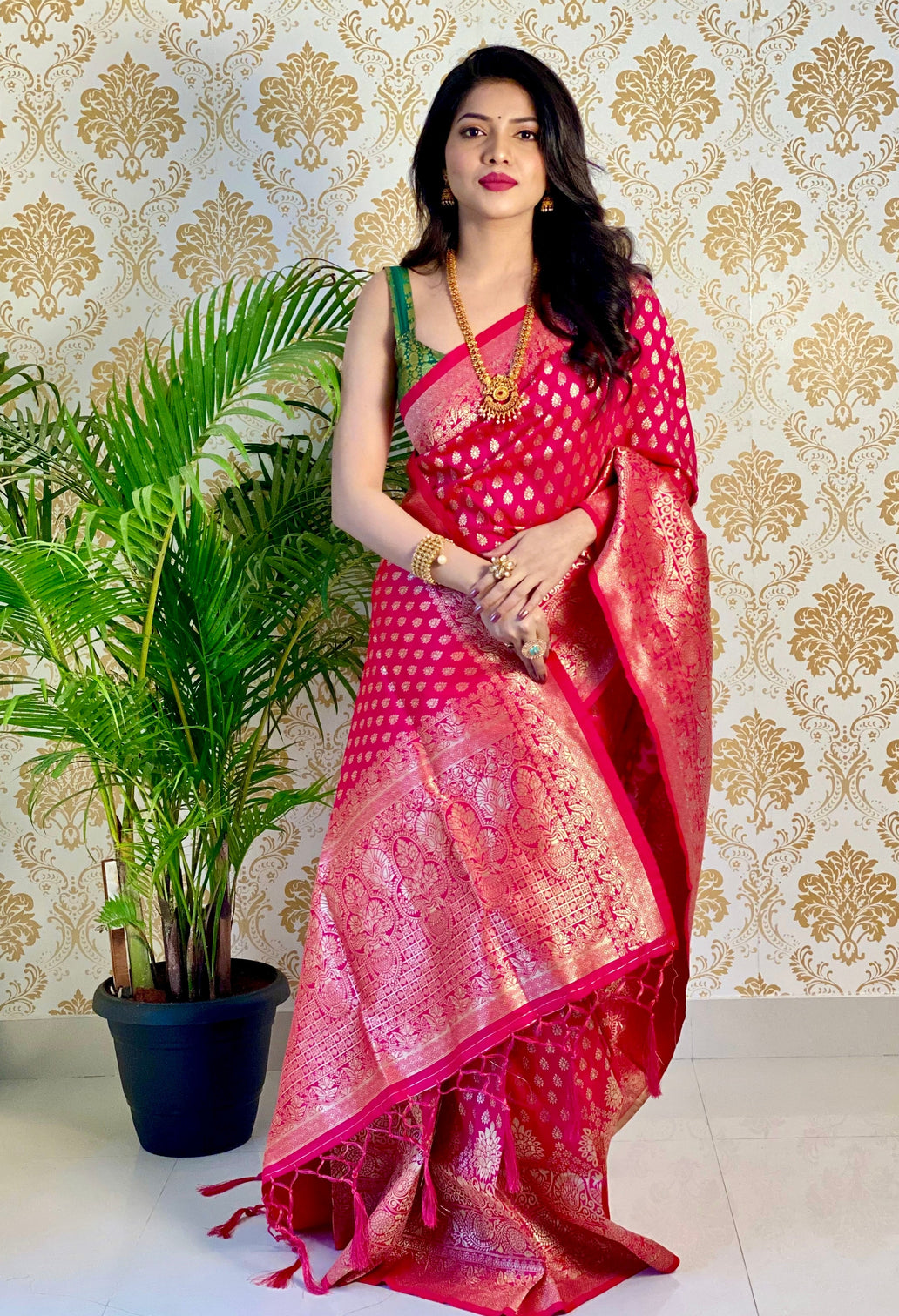 Pure banarasi silk saree with zari weaving