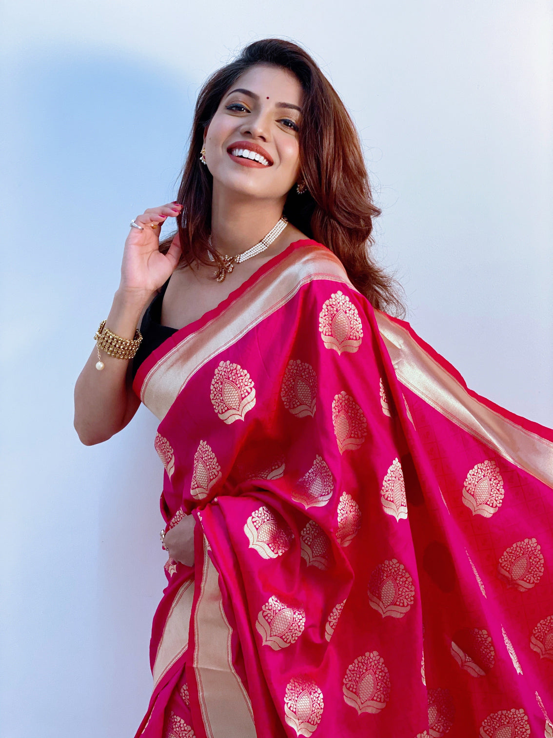 Pure banarasi silk saree with zari weaving