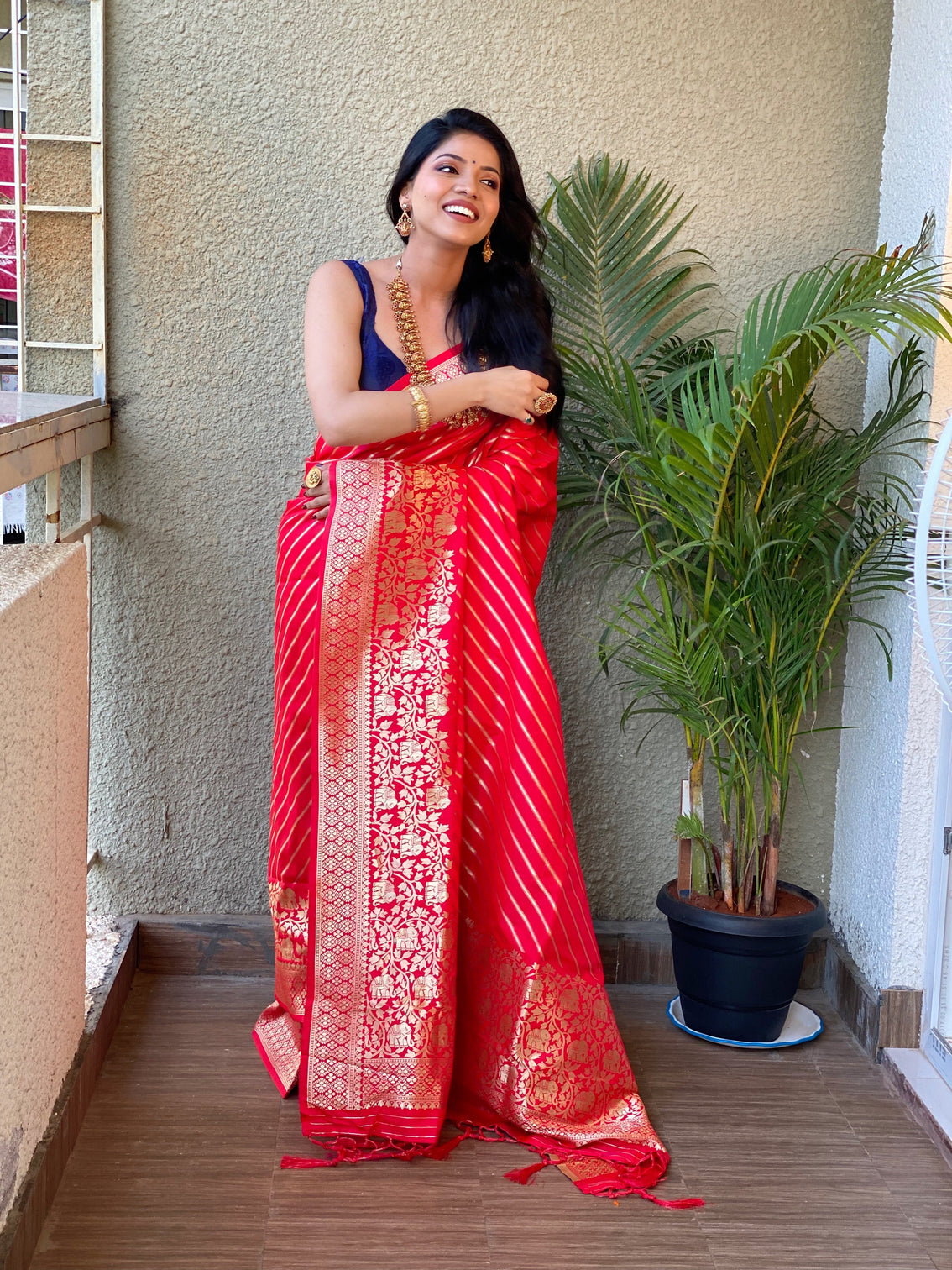 Pure banarasi silk saree with zari weaving