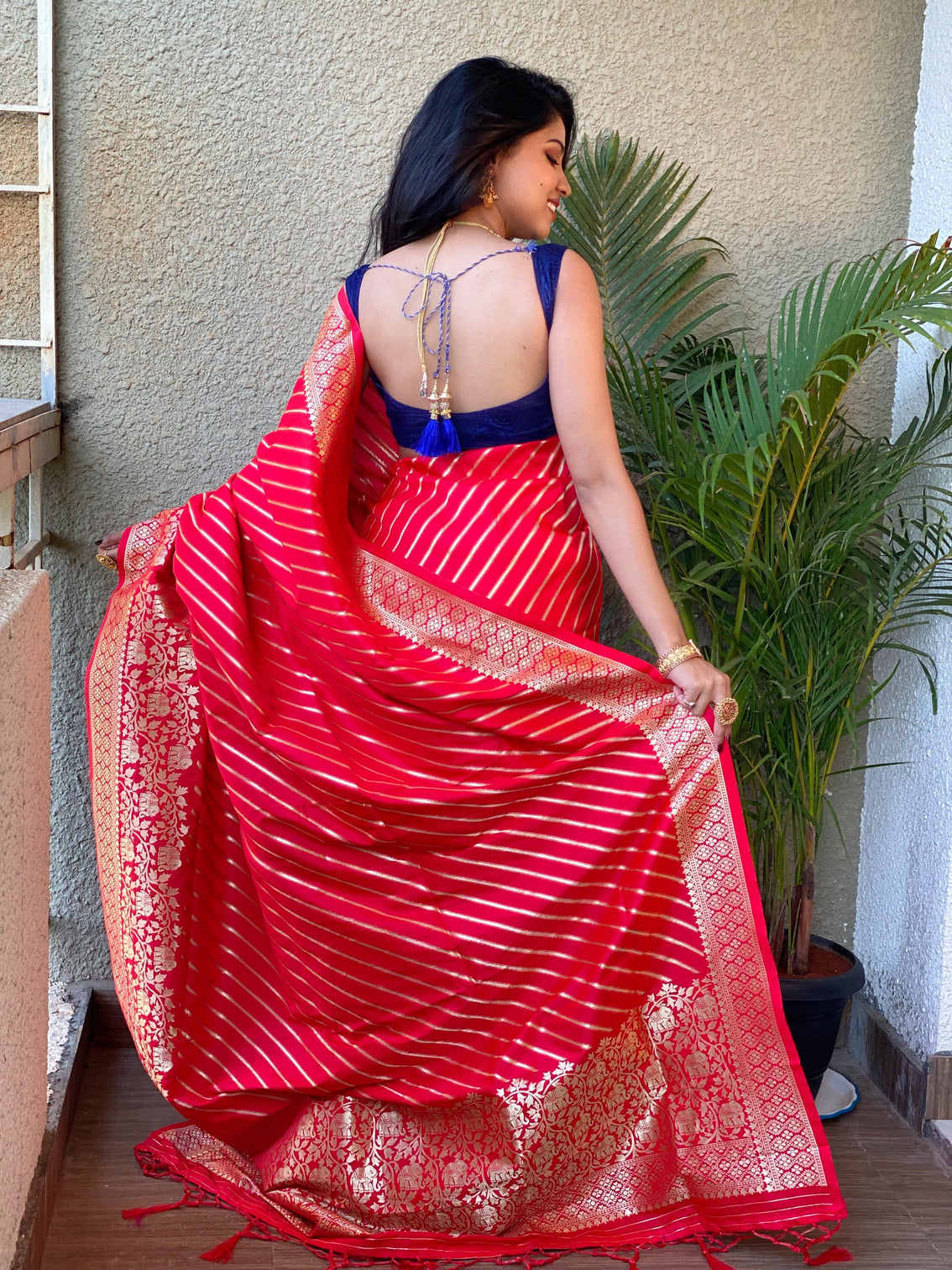 Pure banarasi silk saree with zari weaving