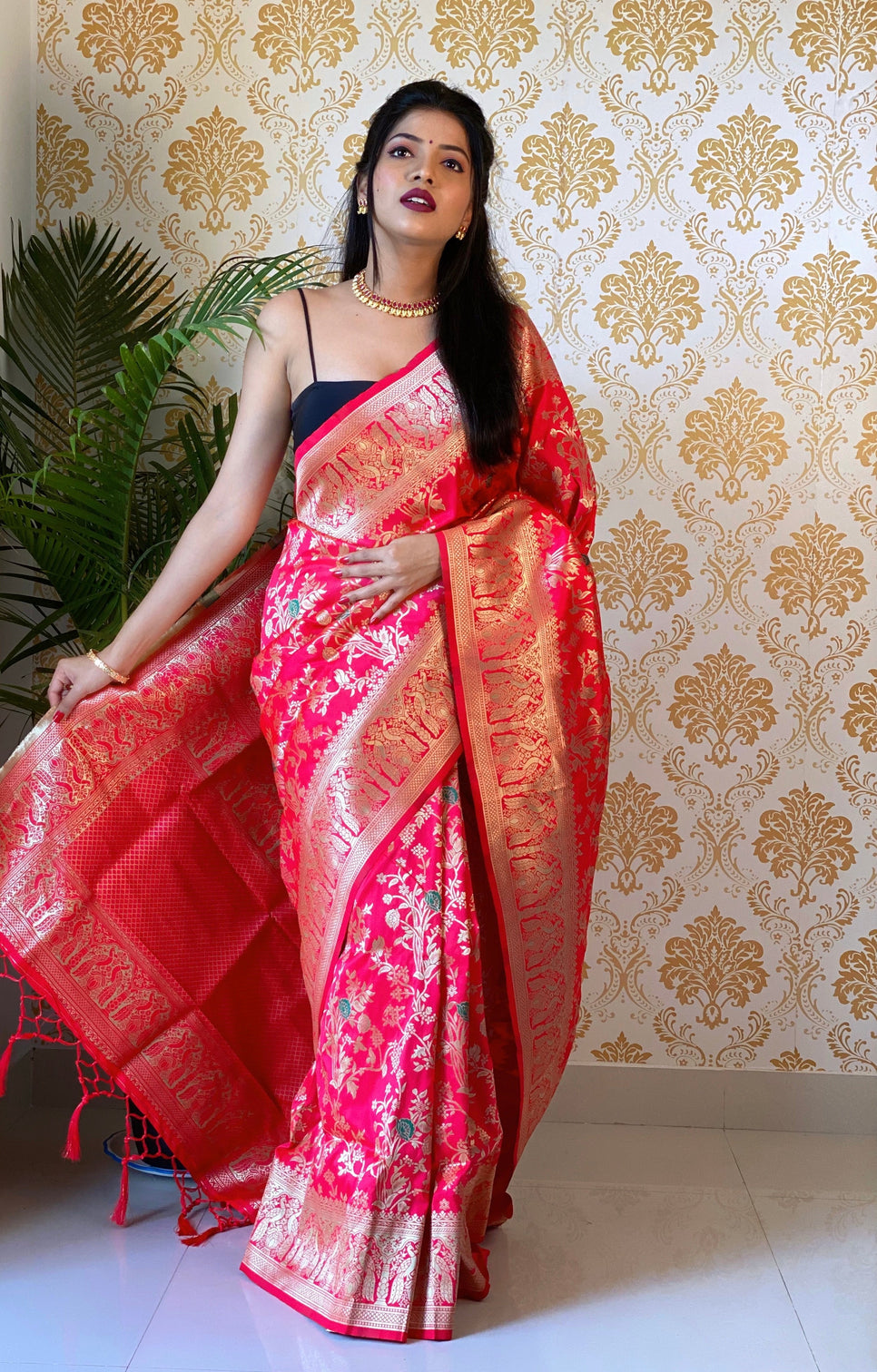 Pure banarasi silk saree with zari weaving