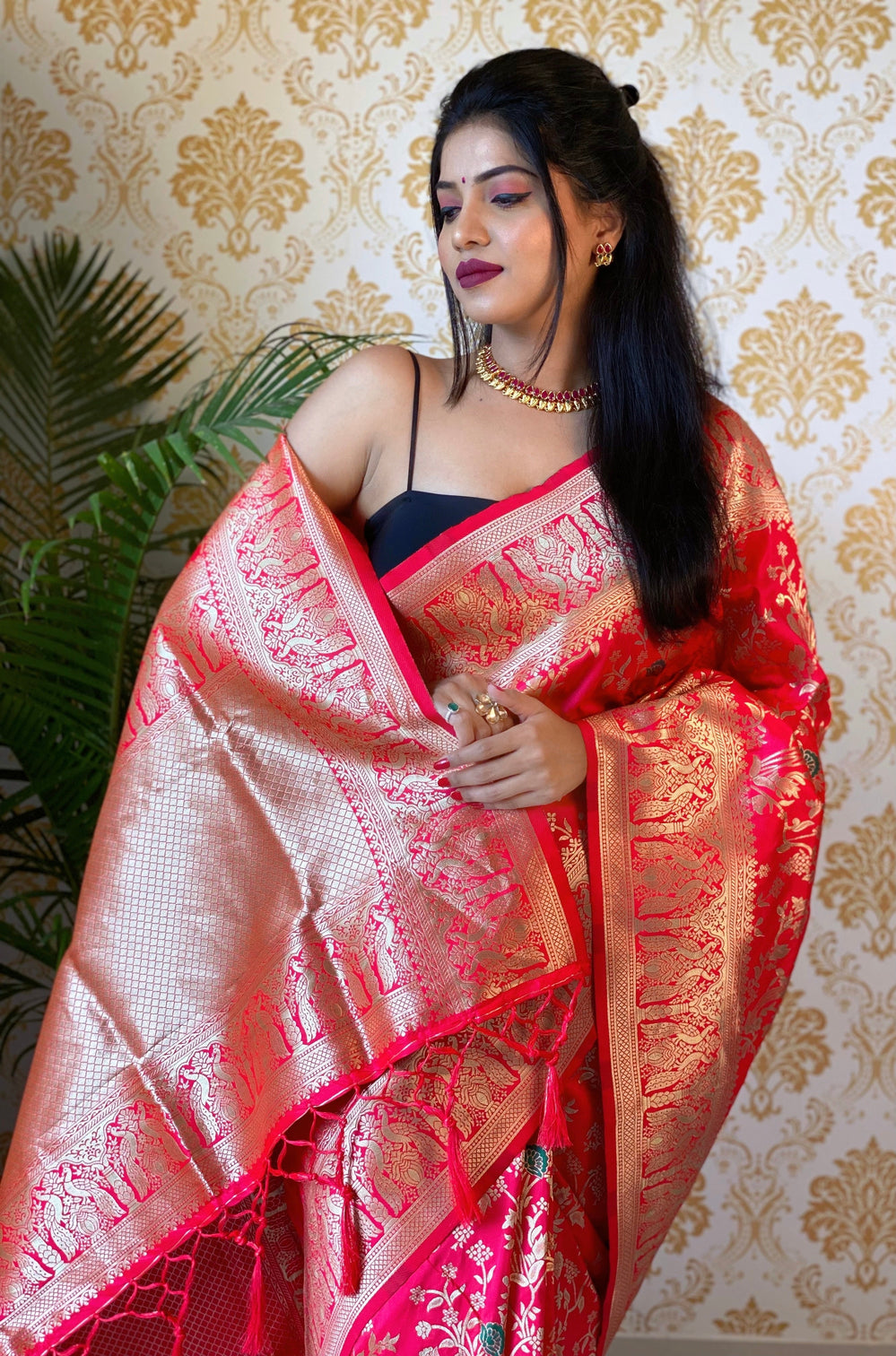 Pure banarasi silk saree with zari weaving