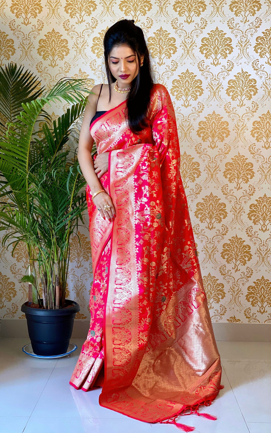 Pure banarasi silk saree with zari weaving