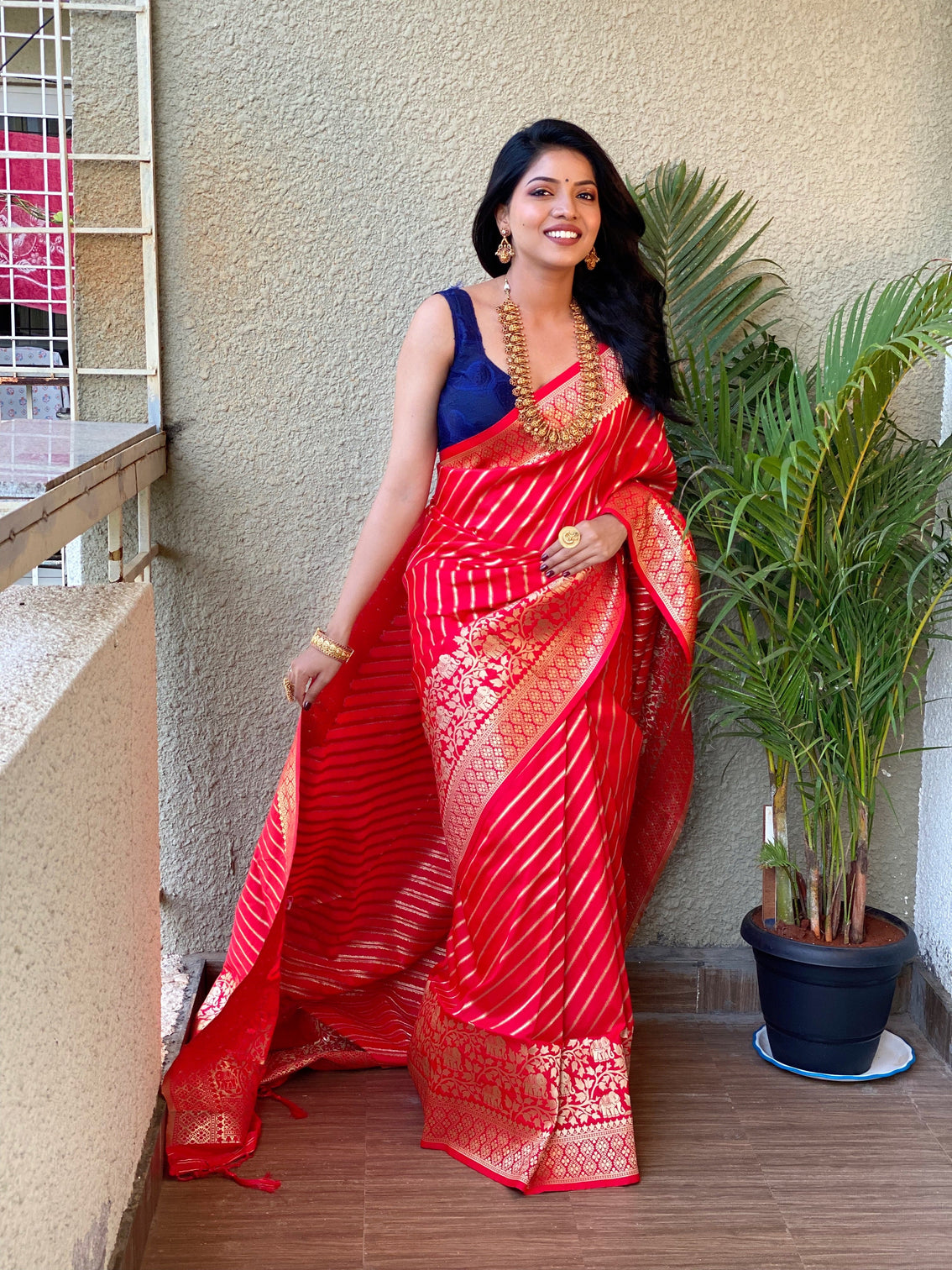 Pure banarasi silk saree with zari weaving