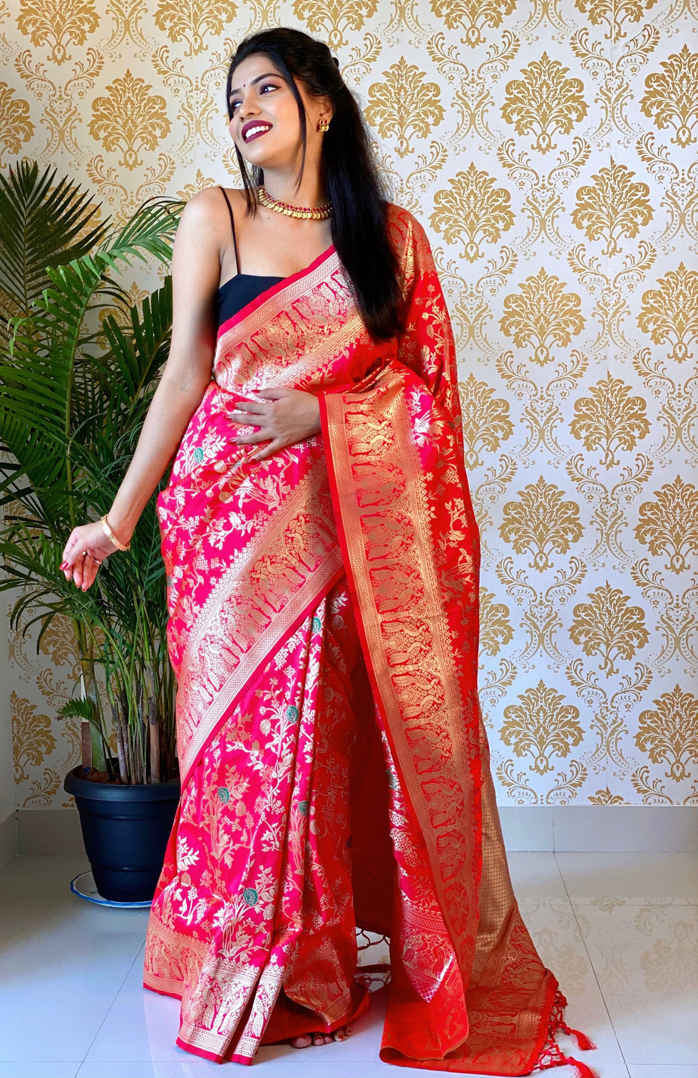 Pure banarasi silk saree with zari weaving
