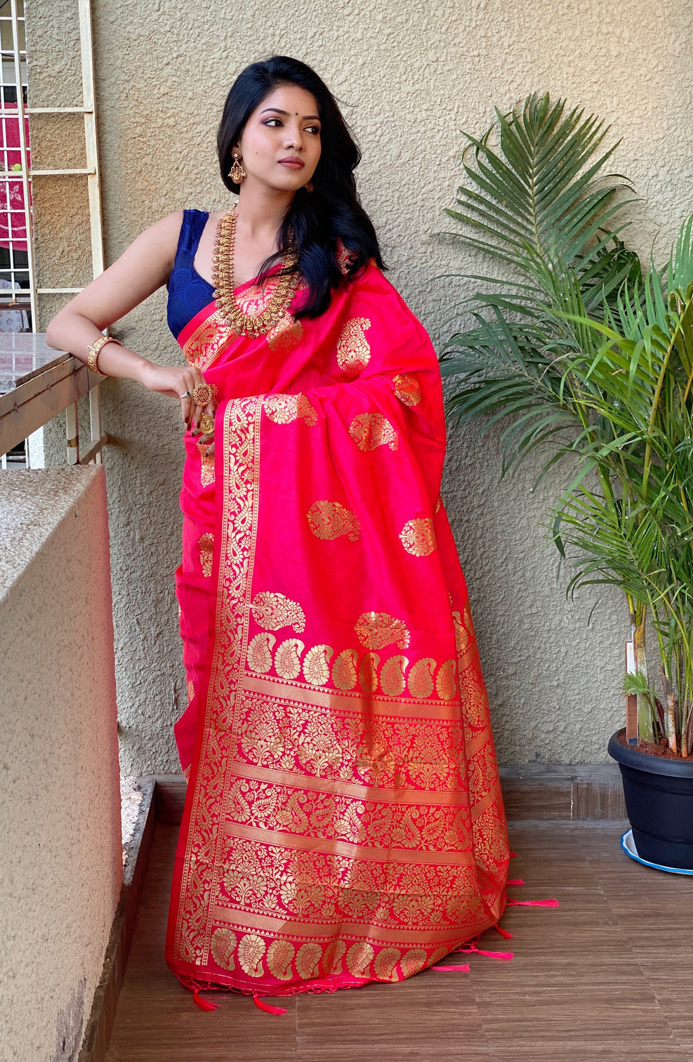 Pure banarasi silk saree with zari weaving