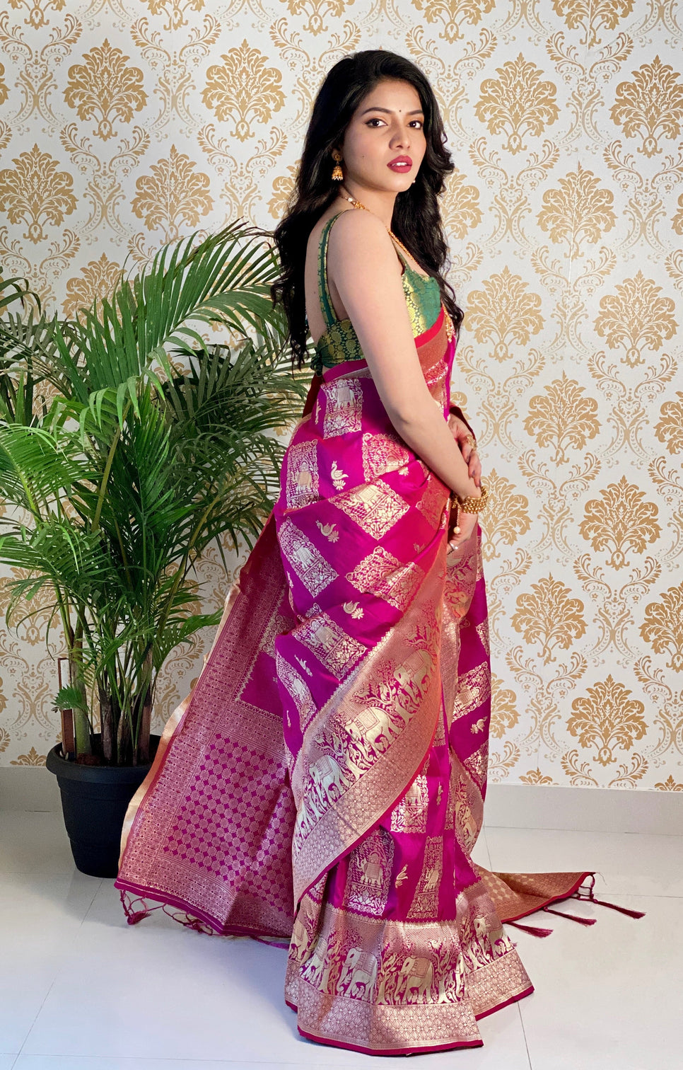 Pure banarasi silk saree with zari weaving