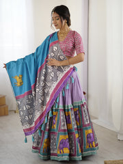 Authentic kalamkari art lehenga drape the heritage