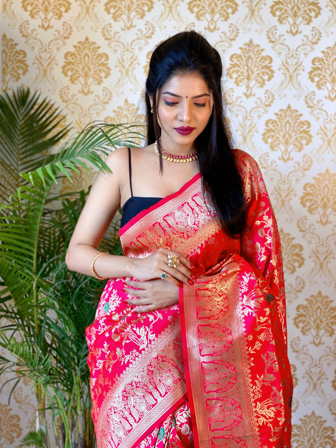 Pure banarasi silk saree with zari weaving