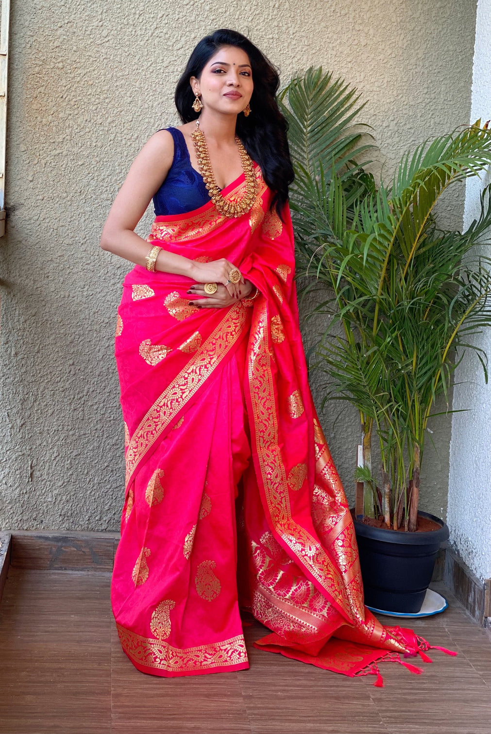 Pure banarasi silk saree with zari weaving
