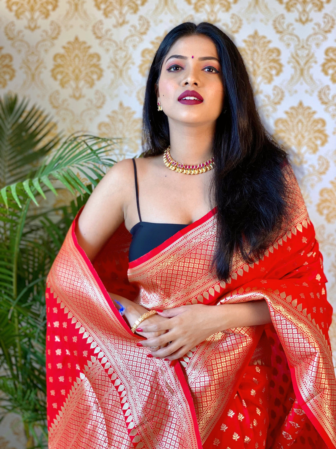 Pure banarasi silk saree with zari weaving