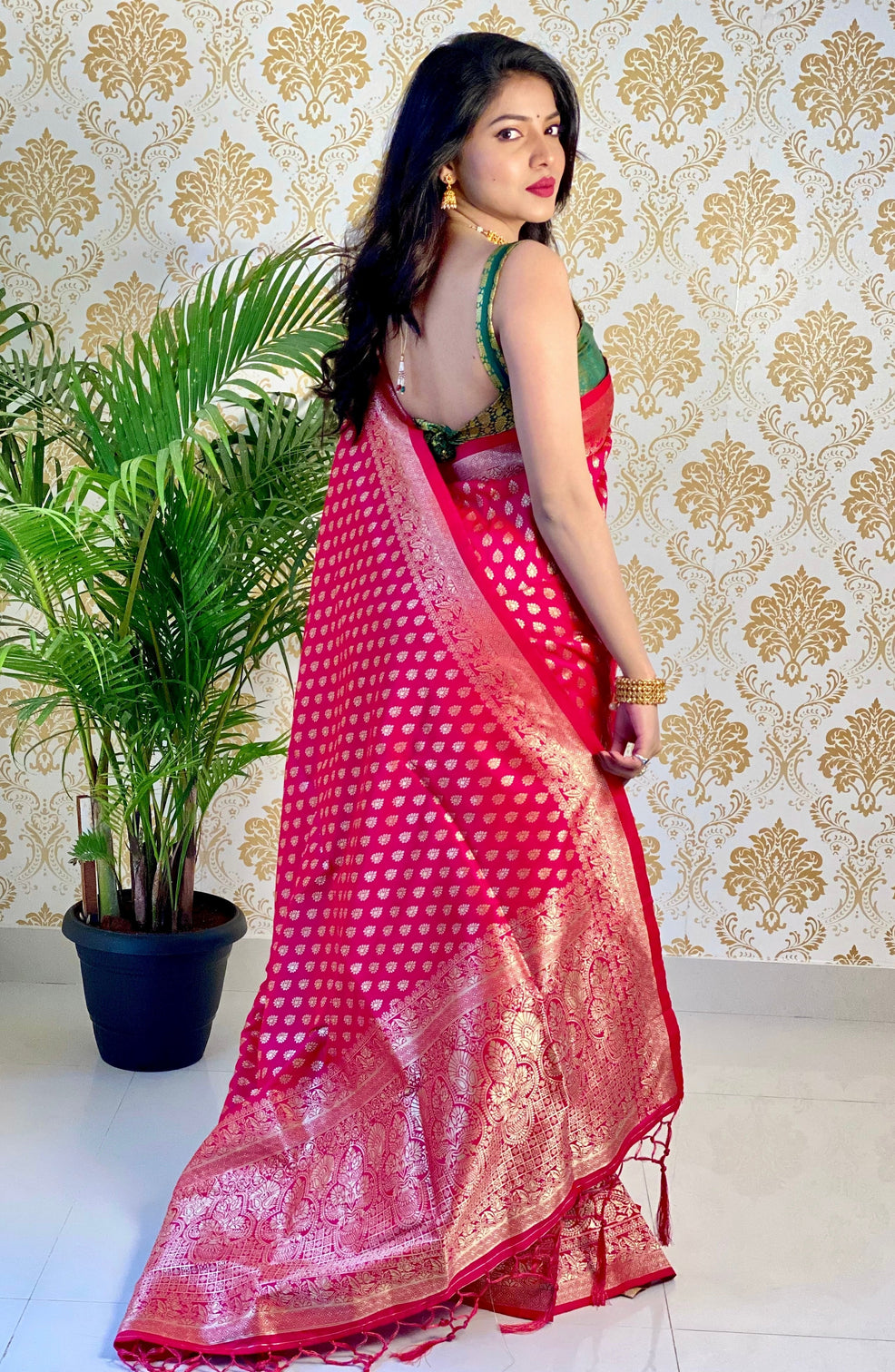 Pure banarasi silk saree with zari weaving