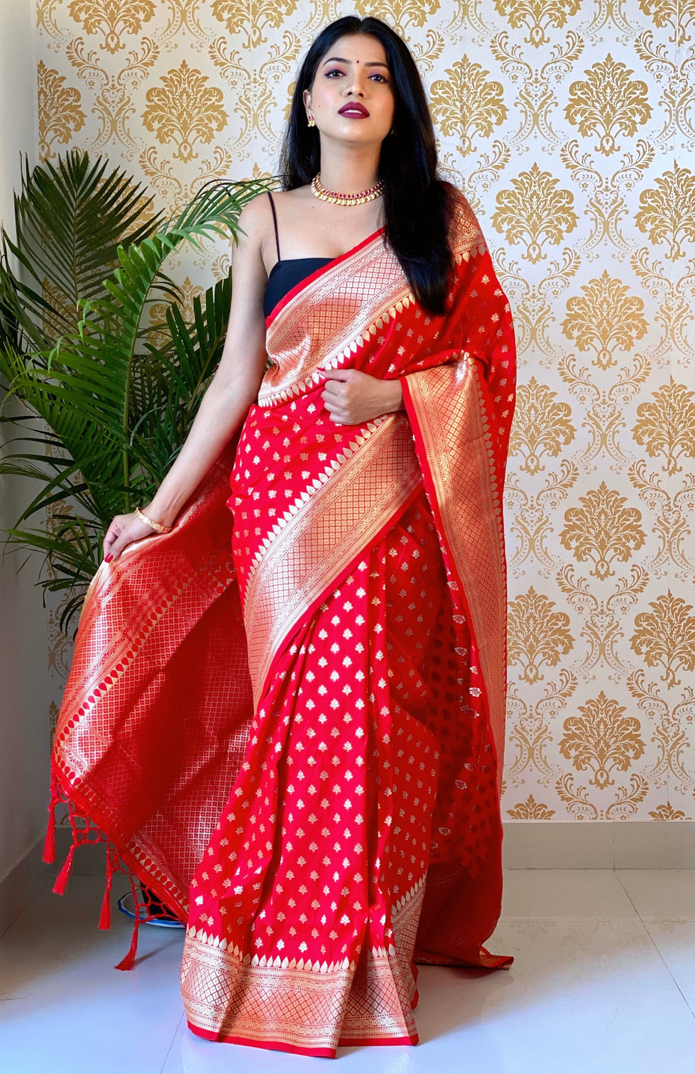Pure banarasi silk saree with zari weaving
