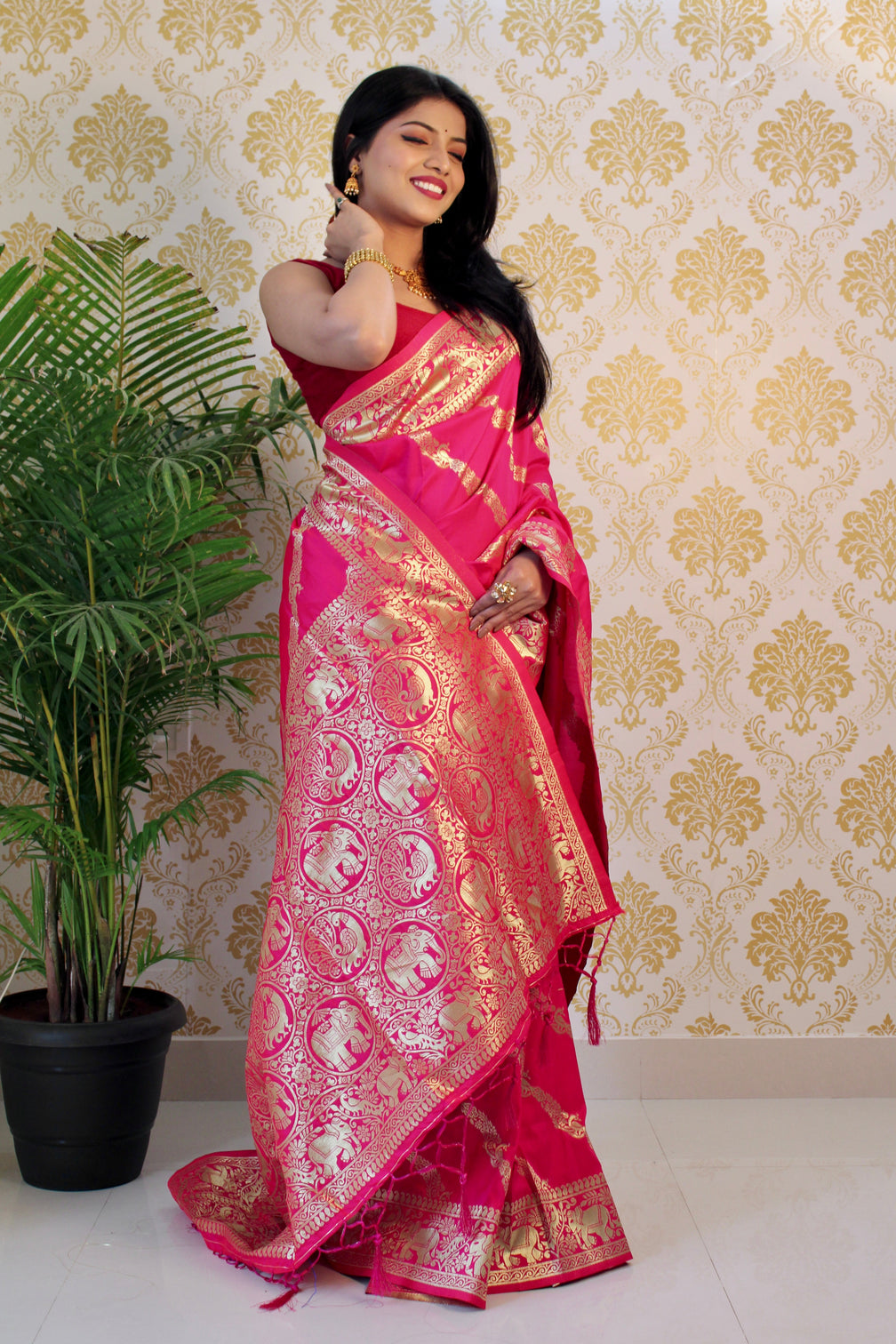 Pure banarasi silk saree with zari weaving