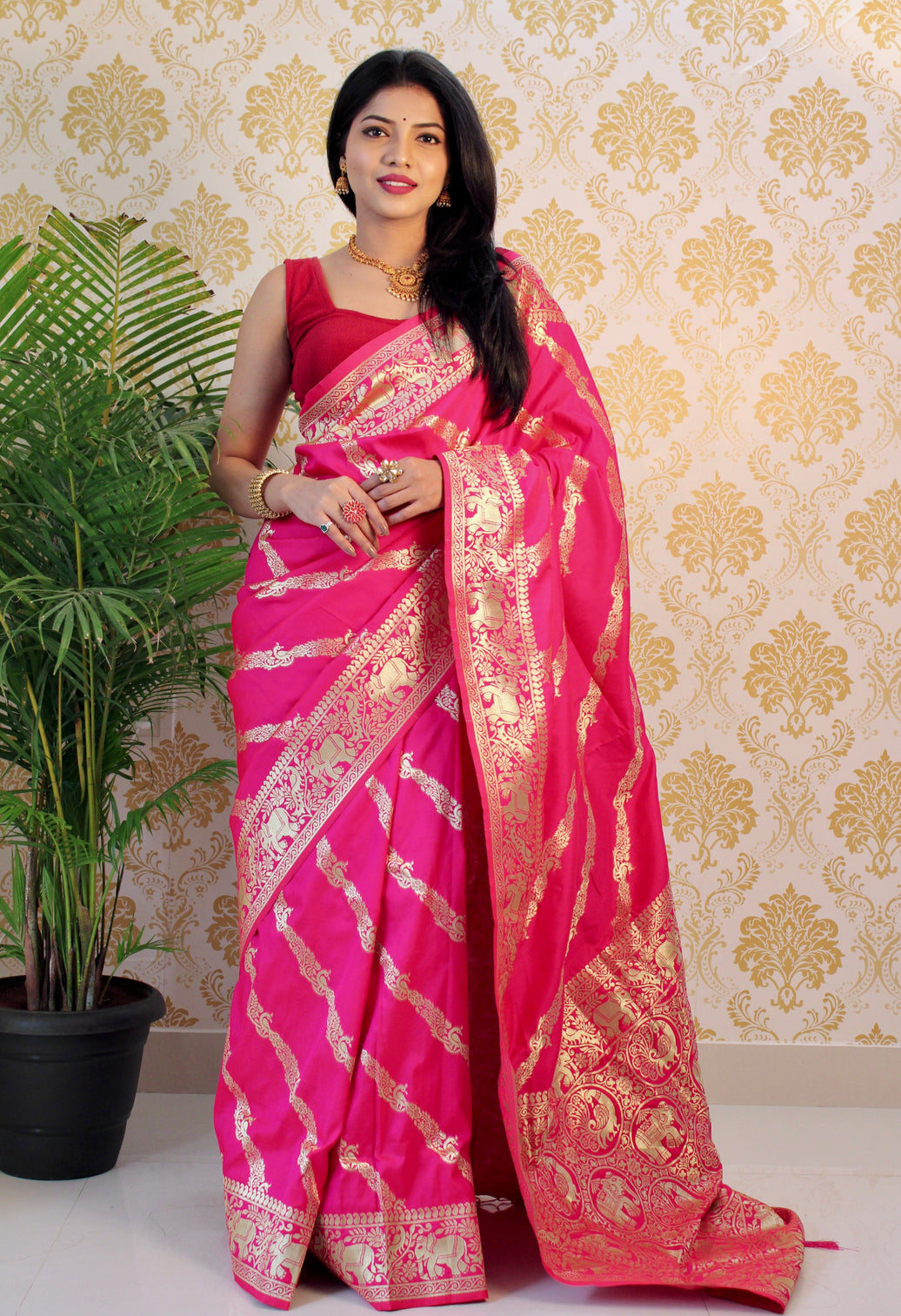 Pure banarasi silk saree with zari weaving