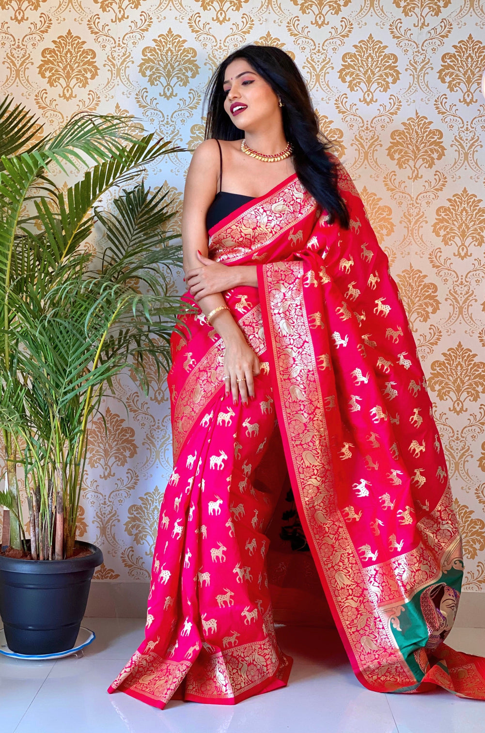 Pure banarasi silk saree with zari weaving