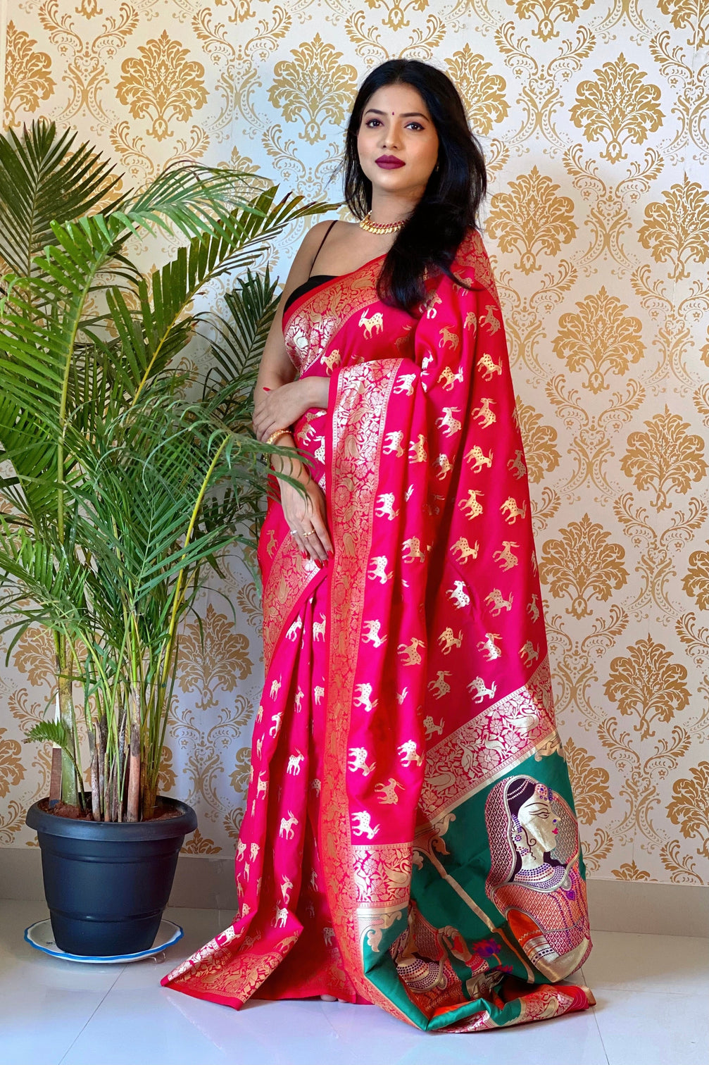 Pure banarasi silk saree with zari weaving