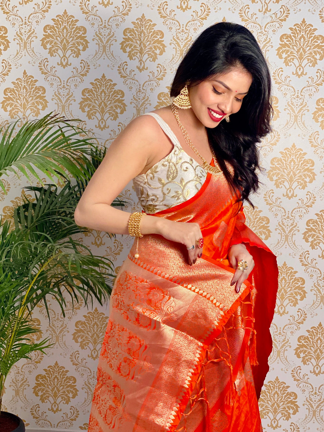 Pure banarasi silk saree with zari weaving