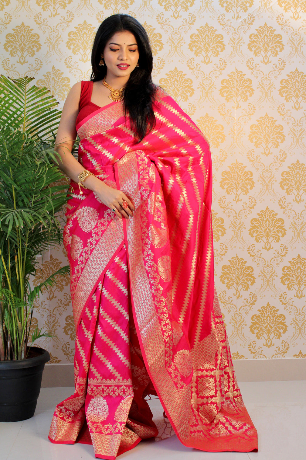 Pure banarasi silk saree with zari weaving