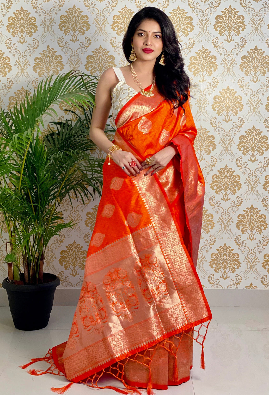 Pure banarasi silk saree with zari weaving