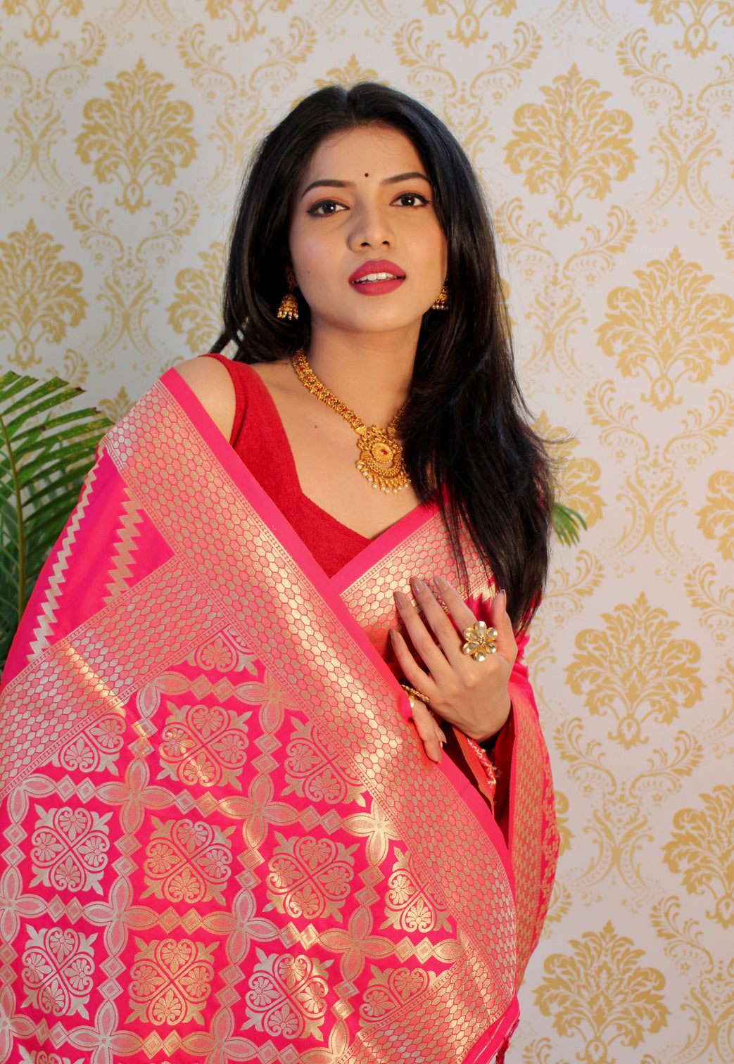 Pure banarasi silk saree with zari weaving